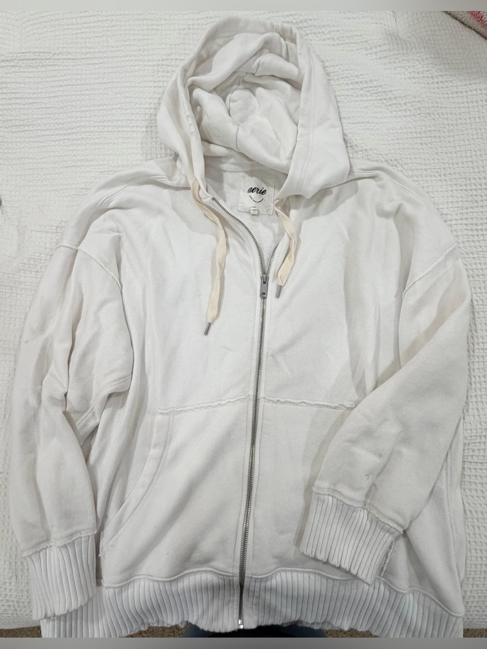 aerie Off-White Full Zip Hoodie